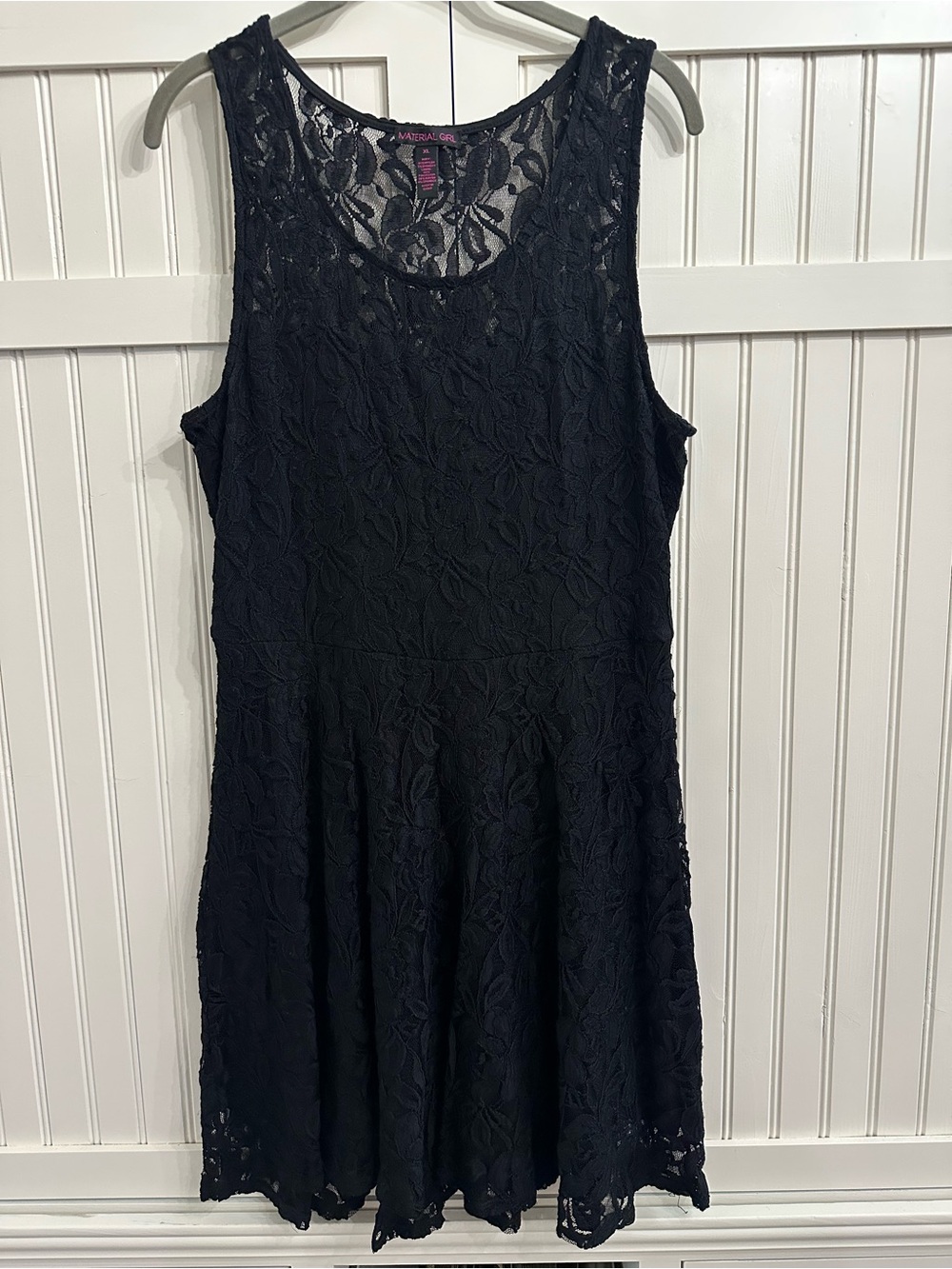 Material Girl Black Floral Lace Sleeveless Skater Dress